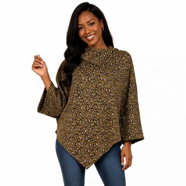 3315 - Animal Print Poncho with Sleeves - 3315 - Olive One Size Fits Most 3315 - Animal Print Poncho with Sleeves 3315 - Olive - One Size Fits Most