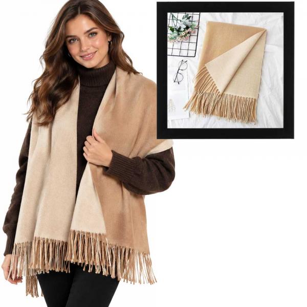 1689 - Double Sided Cashmere Feel Shawls - #03 26 1689 - Double Sided Cashmere Feel Shawls #03 - 26