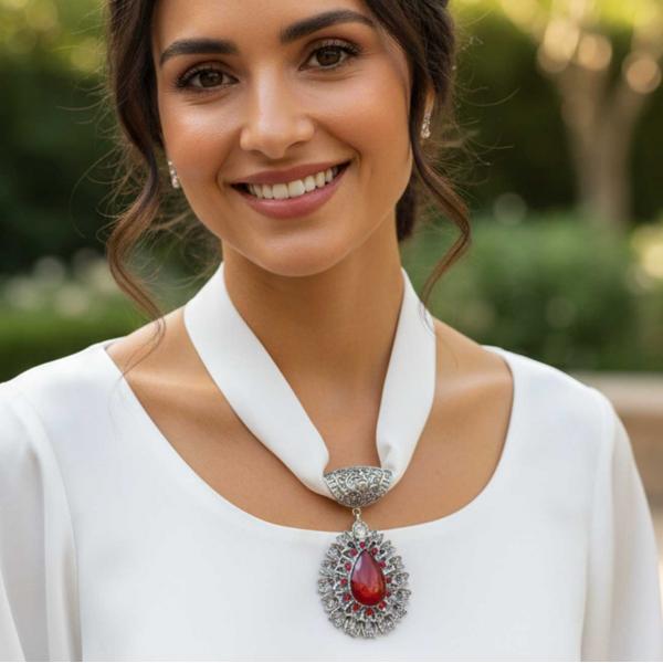 3964 - Satin Victorian Pendant Necklaces - #20 - White 3964 - Satin Victorian Pendant Necklaces #20 - White -