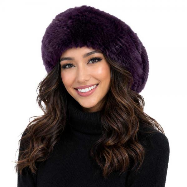 3987 - Faux Rabbit Hats - Dark Plum 3987 - Faux Rabbit Hats Dark Plum -
