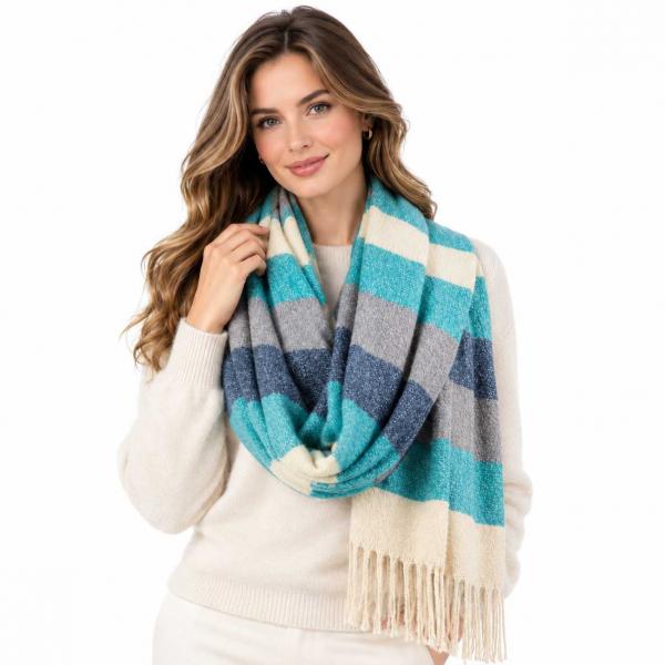 4370 - Striped Winter Scarves - Blue Tones 4370 - Striped Winter Scarves Blue Tones -