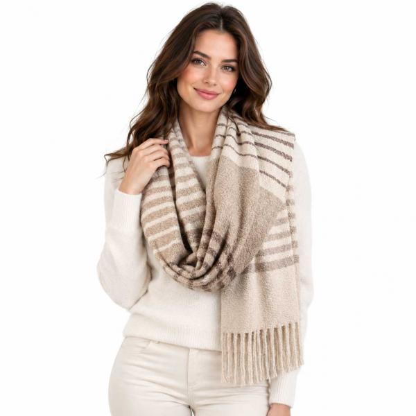 4371 - Color Block and Striped Winter Scarves - Brown Mix 4371 - Color Block and Striped Winter Scarves Brown Mix -