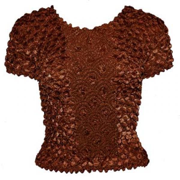 Wholesale 482 - Short Sleeve Coin Fishscale Tops Chestnut - One Size Fits Most