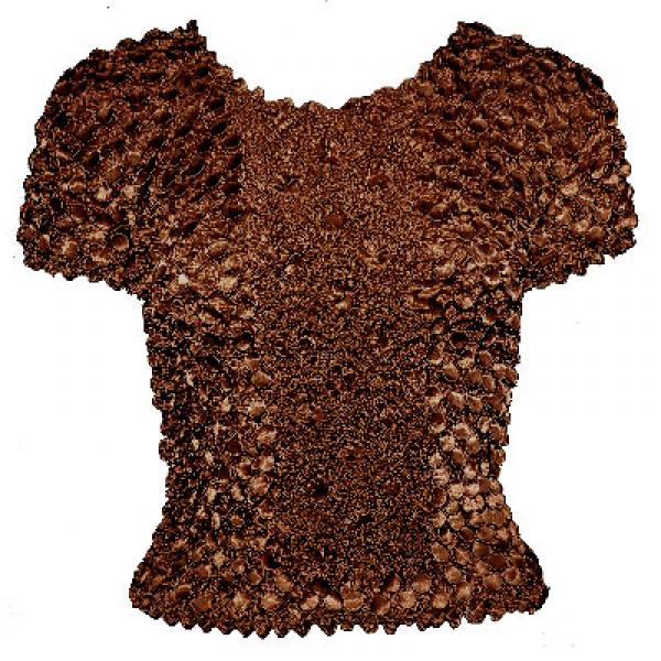 Wholesale 482 - Short Sleeve Coin Fishscale Tops Brown - One Size Fits Most