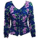Gourmet Popcorn - Collarless Cardigan - Navy with Purple Flowers
