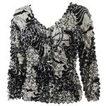 Gourmet Popcorn - Collarless Cardigan - Abstract Designs Black-Ivory