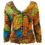 Gourmet Popcorn - Collarless Cardigan - Leaves Turquoise-Green-Copper