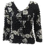 Gourmet Popcorn - Collarless Cardigan - White Daisies on Black