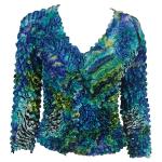 Gourmet Popcorn - Collarless Cardigan - Abstract Zebra Blue-Green