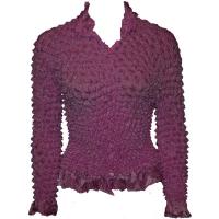 Silky Touch Popcorn - Cardigan with Ruffle - Eggplant