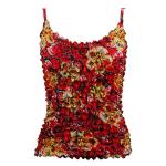 Popcorn - Silky Touch - Spaghetti Tank -  Red-Black-Yellow Flowers