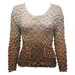 Camisas largas de Popcorn de Fishscale Moneda de manga larga - Variegated Brown