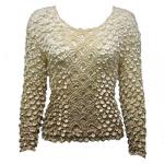 Camisas largas de Popcorn de Fishscale Moneda de manga larga - Variegated Tan