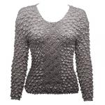 Camisas largas de Popcorn de Fishscale Moneda de manga larga - Variegated Grey