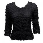 Georgette Popcorn - Three Quarter and Long Sleeve - Solid Black
