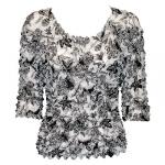 Georgette Popcorn - Three Quarter and Long Sleeve - White-Black Floral