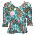 Georgette Popcorn - Three Quarter and Long Sleeve - Rose Paisley Turquiose-Pink