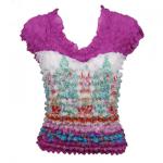 Camisa de lujo de Popcorn Sleeveless Georgette - White-Orchid Floral - Orchid