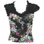 Camisa de lujo de Popcorn Sleeveless Georgette - Black-Pastel Floral - Spike
