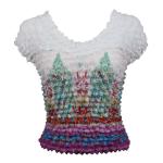 Camisa de lujo de Popcorn Sleeveless Georgette - White-Orchid Floral - White