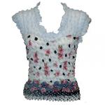 Camisa de lujo de Popcorn Sleeveless Georgette - Sky Blue-Pink Floral