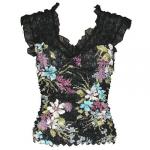 Camisa de lujo de Popcorn Sleeveless Georgette - Black-Multi Floral