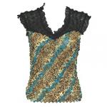Camisa de lujo de Popcorn Sleeveless Georgette - Leopard-Teal