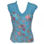Camisa de lujo de Popcorn Sleeveless Georgette - Aqua-Pink Floral