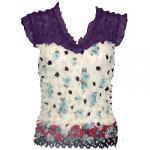 Camisa de lujo de Popcorn Sleeveless Georgette - White-Purple Floral
