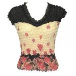Camisa de lujo de Popcorn Sleeveless Georgette - Black-Ivory-Coral Floral