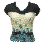 Camisa de lujo de Popcorn Sleeveless Georgette - Black-Ivory-Teal Floral
