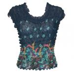 Camisa de lujo de Popcorn Sleeveless Georgette - Navy-Teal Floral