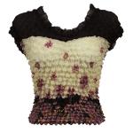 Camisa de lujo de Popcorn Sleeveless Georgette - Black-Ivory-Mauve Floral