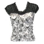 Camisa de lujo de Popcorn Sleeveless Georgette - White-Black Floral