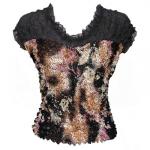 Camisa de lujo de Popcorn Sleeveless Georgette - Animal Abstract-Black