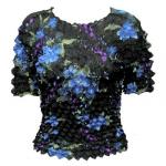 Camisa de lujo Popcorn de Georgette de manga corta -  Black-Blue Floral
