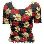Camisa de lujo Popcorn de Georgette de manga corta -  Hibiscus Red-Tan