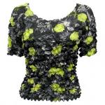 Camisa de lujo Popcorn de Georgette de manga corta -  Black-Kiwi Floral