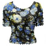 Camisa de lujo Popcorn de Georgette de manga corta -  Mums Blue-Black