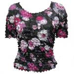 Camisa de lujo Popcorn de Georgette de manga corta -  Mums Pink-Black