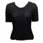Camisa de lujo Popcorn de Georgette de manga corta - Solid Black