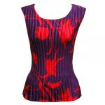 Red Hatters Selections - Mini Pleat Sleeveless Red Floral on Purple