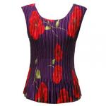 Red Hatters Selections - Mini Pleat Sleeveless Red Poppies on Purple