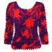 Popcorn - Gourmet Three Quarter Sleeve Red Floral Popcorn - Gourmet Three Quarter Sleeve Red Floral