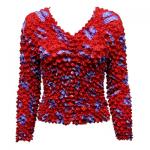 Red Hatters Selections - Popcorn - Gourmet Cardigan Collarless Purple Hats on Red