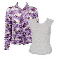 Gift Sets - Gourmet Cardigan/Sleeveless - Multi Purple Flowers - White