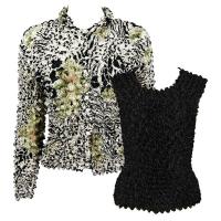 Gift Sets - Gourmet Cardigan/Sleeveless - Reptile Floral-Green - Black