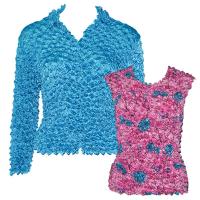 Gift Sets - Gourmet Cardigan/Sleeveless - Turquoise - Fuschia Garden