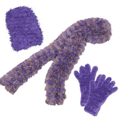 Gift Sets - Magic Scarf, Hat and Glove - Multi Periwinkle-Gold Scarf with Periwinkle Hat and Gloves