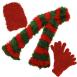 Stripes Green-Red Scarf with Red Hat and Gloves